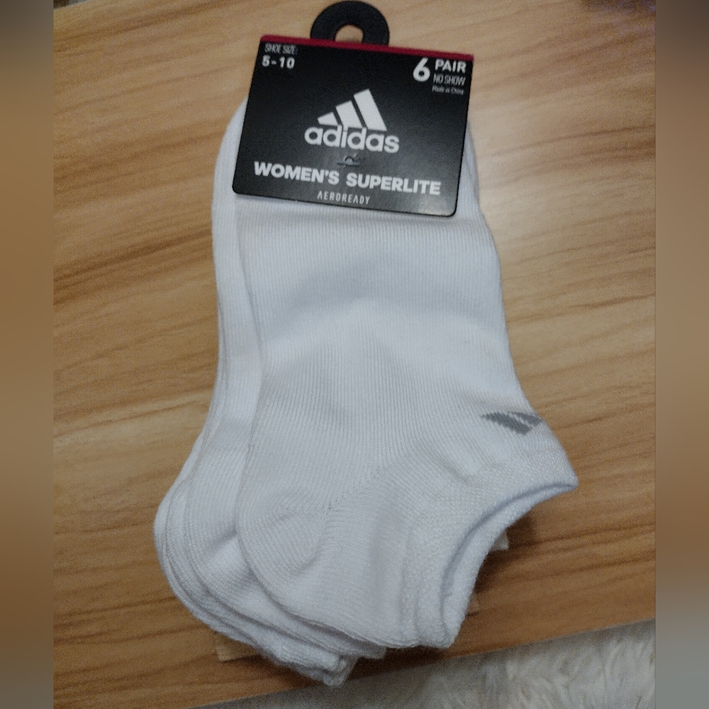 Adidas Superlite Women's aeroready no show socks One Size White 6 Pair 🆕